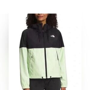 The North Face Black and Light Green Colorblock Windbreaker Jacket